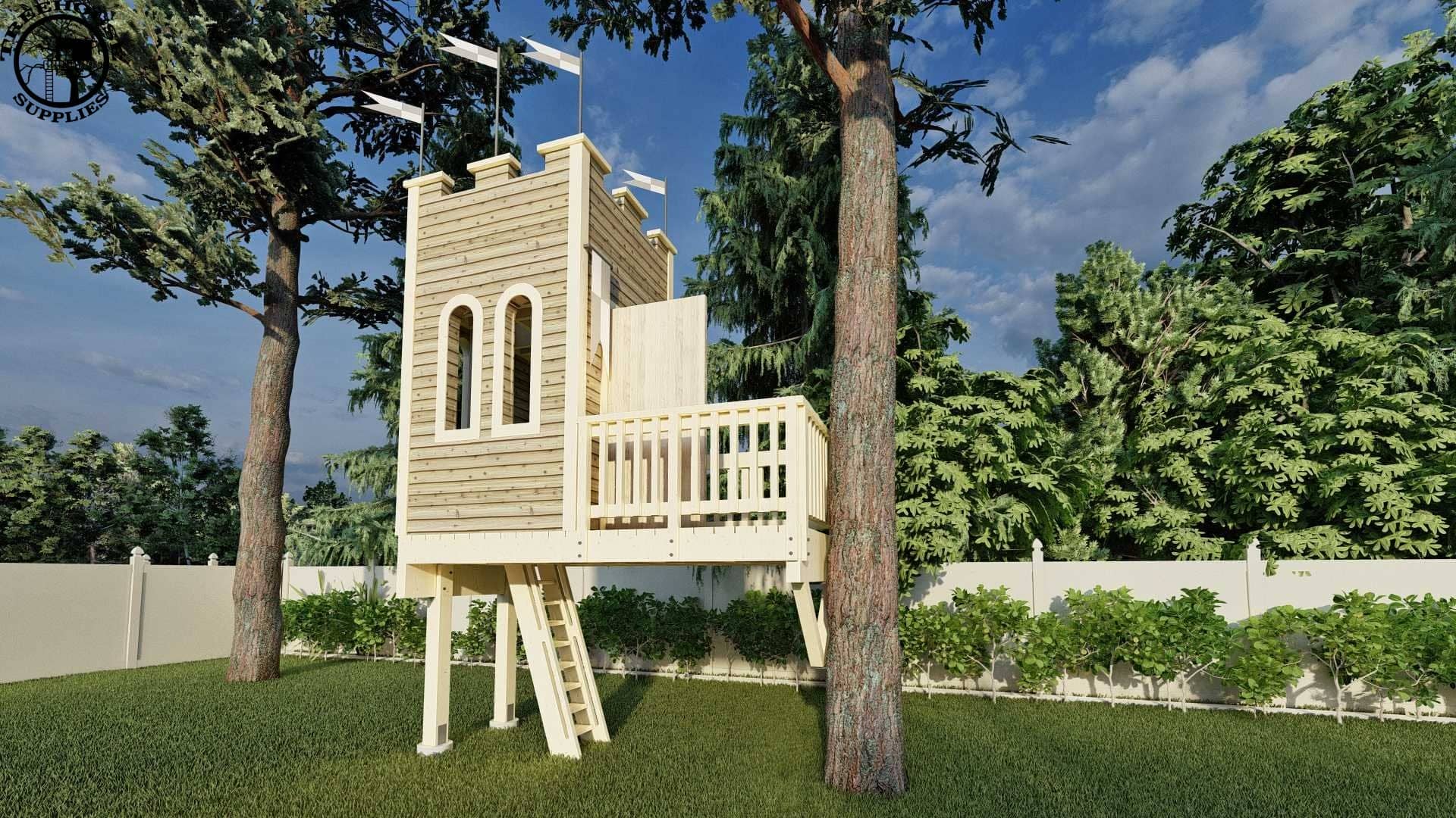 Treehouse Supplies THE ENCHANTED CASTLE  © 1 Tree 2 Post Treehouse Plan 