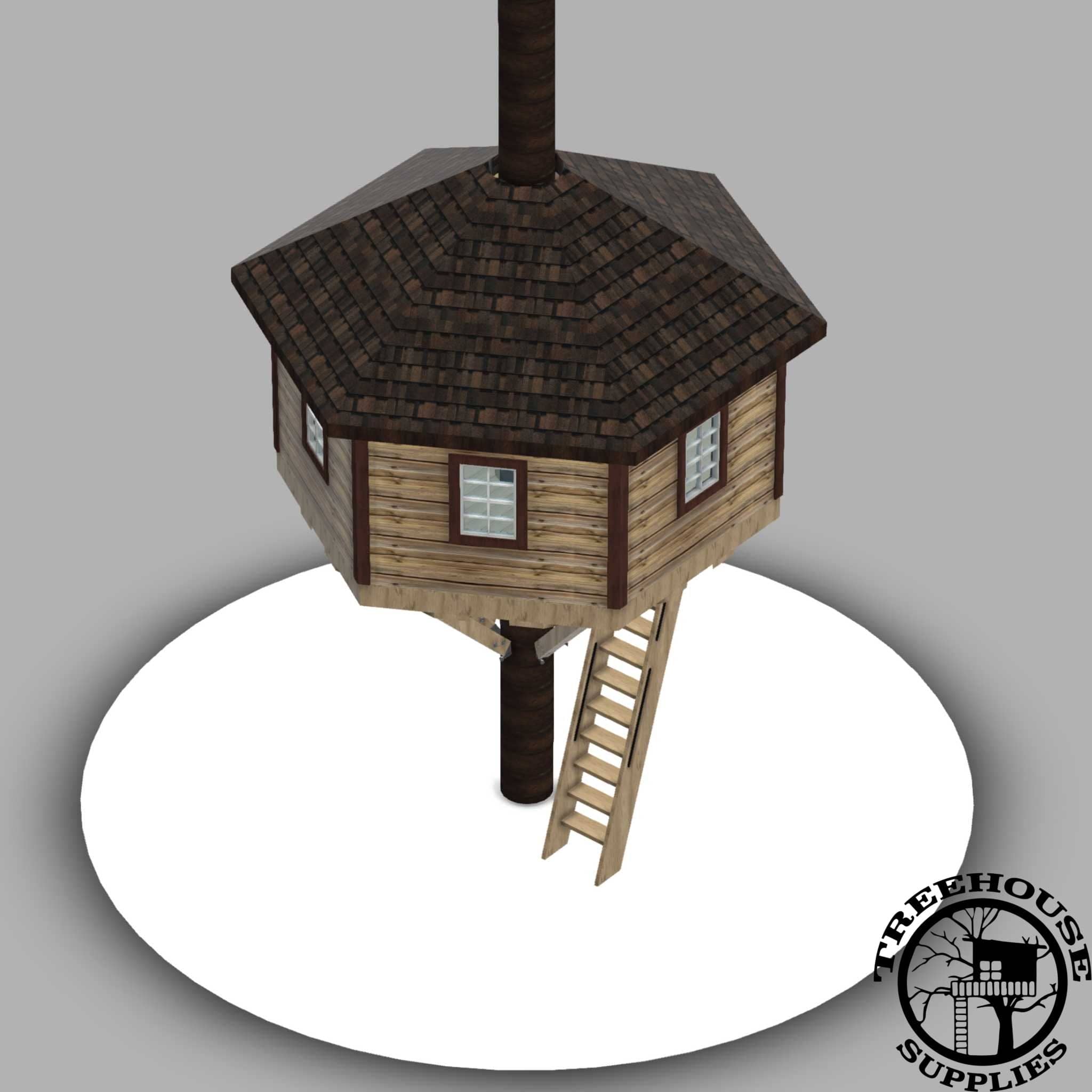 12' DIAMETER HEXAGON TREEHOUSE PLAN - NOW INCLUDES STEP-BY-STEP 3D MODELING!! - Treehouse Supplies