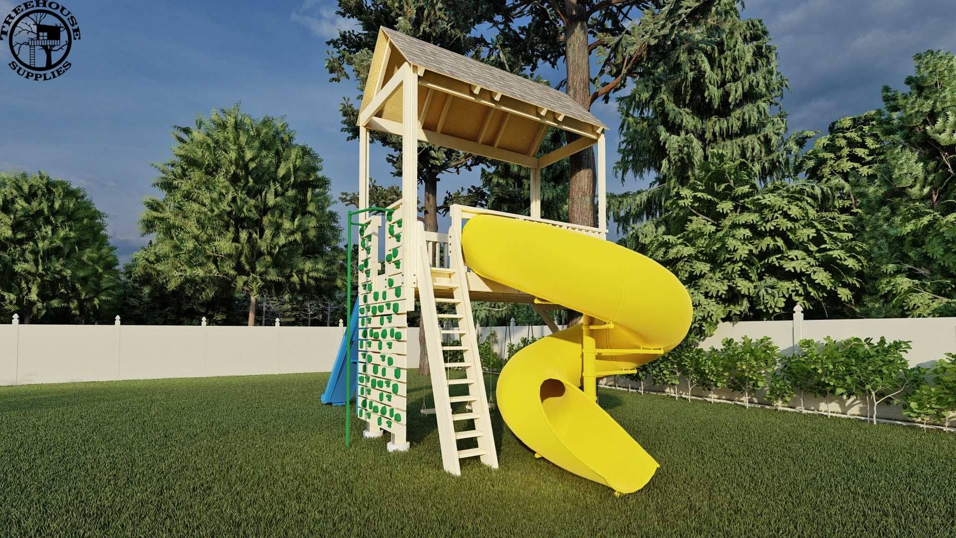 Treehouse Supplies THE TIMBERELF PLAYGROUND  © 1 Tree 2 Post Treehouse Plan 