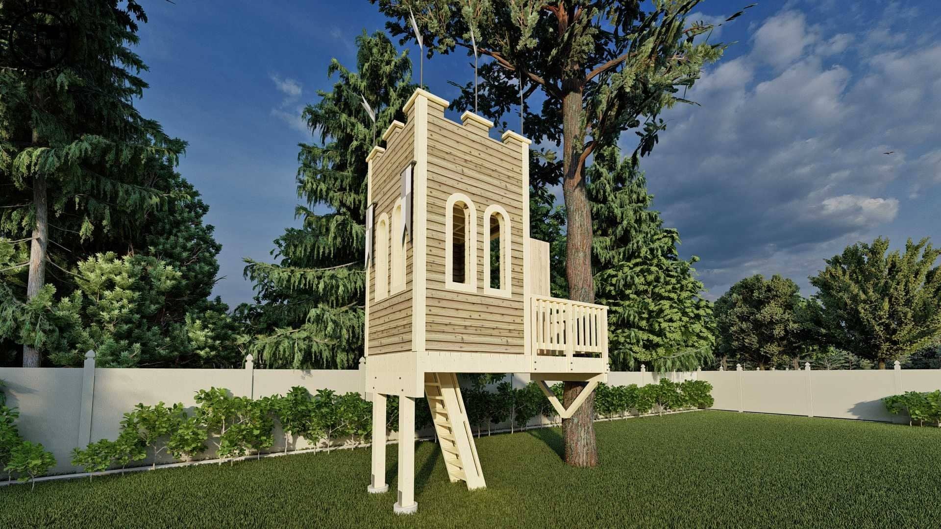 Treehouse Supplies THE ENCHANTED CASTLE  © 1 Tree 2 Post Treehouse Plan 