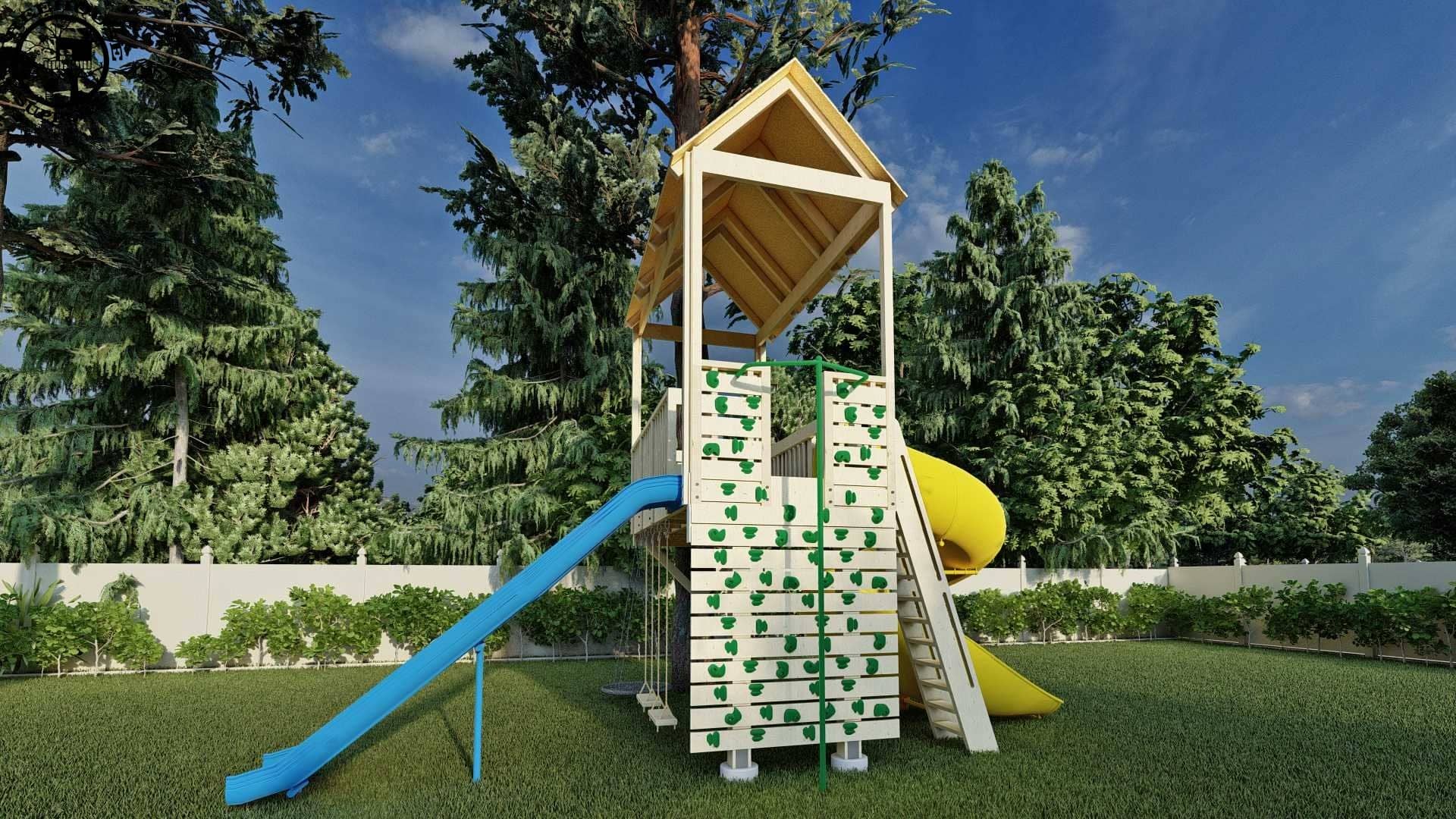 Treehouse Supplies THE TIMBERELF PLAYGROUND  © 1 Tree 2 Post Treehouse Plan 