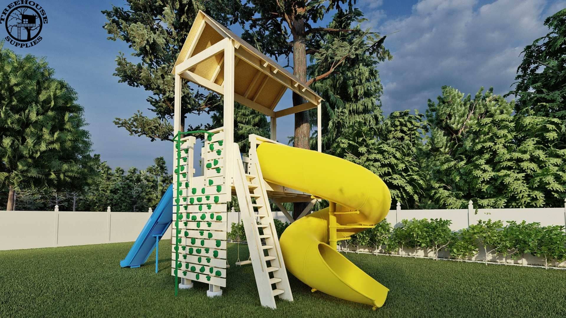 Treehouse Supplies THE TIMBERELF PLAYGROUND  © 1 Tree 2 Post Treehouse Plan 