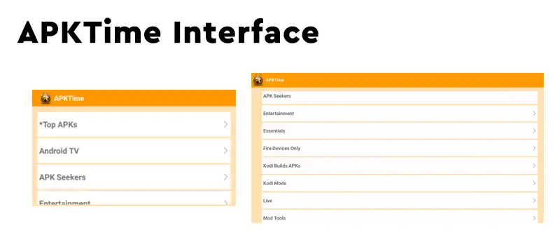 apktime interface and ui